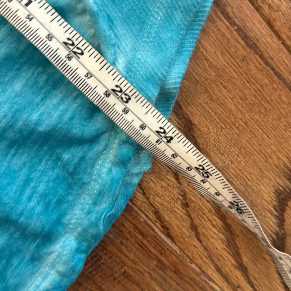 Free People Shell sleeve lace trim Henley turquoise small
